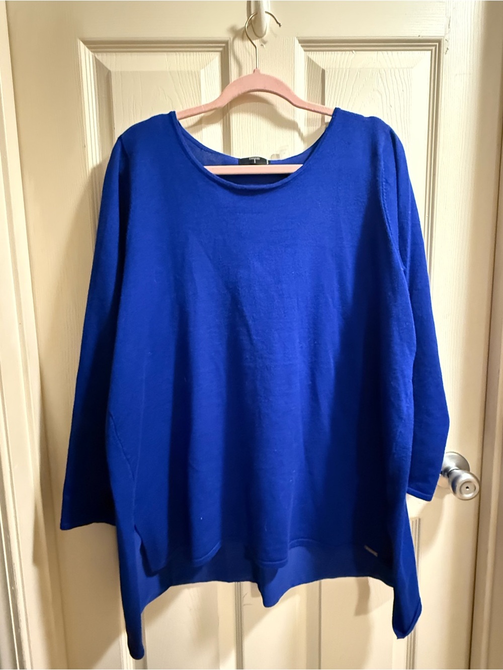 Tahari Cobalt Blue Relaxed Long Sleeve Tunic Top 1X